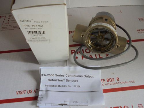 New (NOS) Genuine Gems Sensors 194762 Flow Rate Monitor Switch Rotor 60 Gpm Max