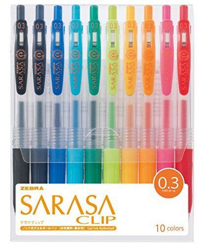 Zebra Sarasa Clip 0.3, 10 Color Set (JJH15-10CA) JAPAN