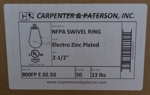 BOX OF 50 - CARPENTER &amp; PATERSON 800FP E 2 1/2&#034; NFPA SWIVEL RING PIPE HANGERS