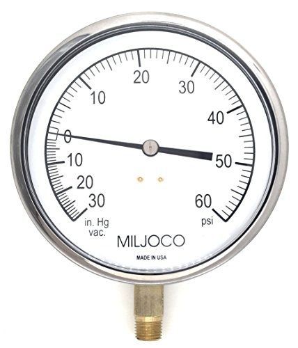 Miljoco P4598L004 Pressure Gauge, 30&#034;Hg-0-60 Psi
