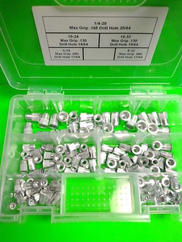 125 blind rivet nuts kit ribbed aluminum (rivnuts riv nut nutsert nutserts) for sale