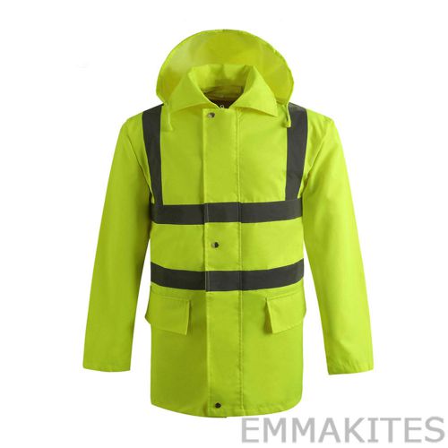 High visibility raincoat reflective wind coat for industrial security working for sale