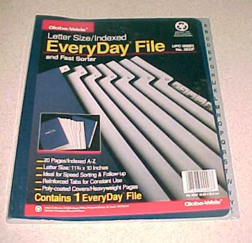 New globe-weis letter size/indexed a-z everyday file &amp; fast sorter #3edf for sale