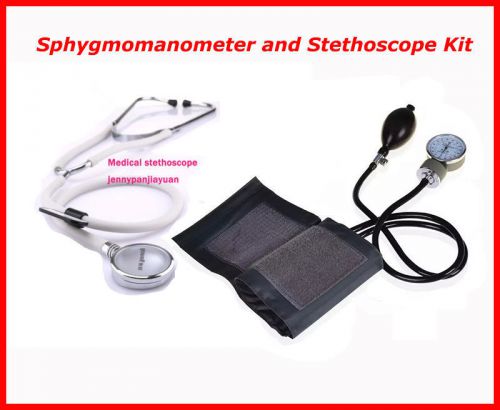 Aneroid adult size blood pressure bp cuff set sphygmomanometer stethoscope kit for sale