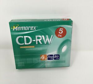 Memorex CD-RW Compact Disc Rewritable 5 Pack NEW / SEALED 034707034068
