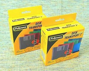 Fellowes Disk Transport (2  4-Packs)  8 Total Floppy Diskettes Holders NIB