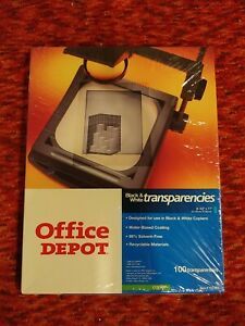 Office Depot Black &amp; White 100 8.5”X11” Transparencies Film #753-631 NIB New!!!