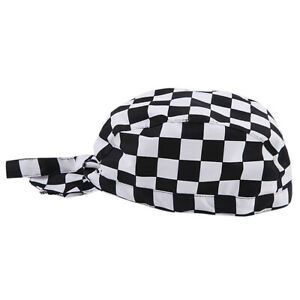 Chef&#039;s Hat with Tie on The Back - Black And White Squares