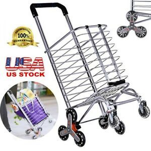 Folding Shopping Cart Utility Trolley Stair Climbing Cart For Grocery Travel
