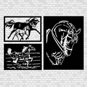 3 Dxf files for CNC plasma, laser cut  or router machine - animals, horses dxf