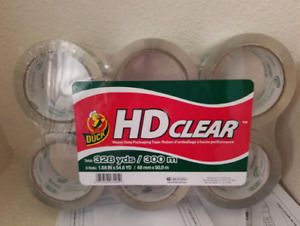 Duck HD Clear Heavy Duty Packing Tape Refill ,1.88 Inch x 54.6 Yard , 6 Roll