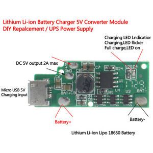 DC5V Micro USB 18650 3.7V Lithium Li-ion Battery Charger DIY Module Power  C