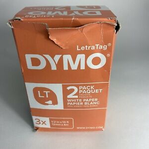 3X Dymo 10697 Self-Adhesive White Paper Labeling Tape for LetraTag 6 refills