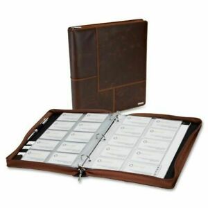 Rolodex Brown Leather 240 Business Card Binder Portfolio Zip Notebook ROL22337