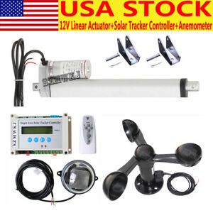 DIY Single Axis Solar Tracking Tracker-10&#034; Linear Actuator Anemometer System EL