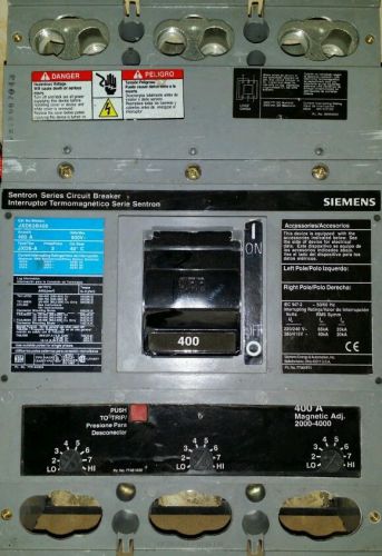Siemens ite circuit breaker 400 amp 600v 3 pole jxd63b400 for sale