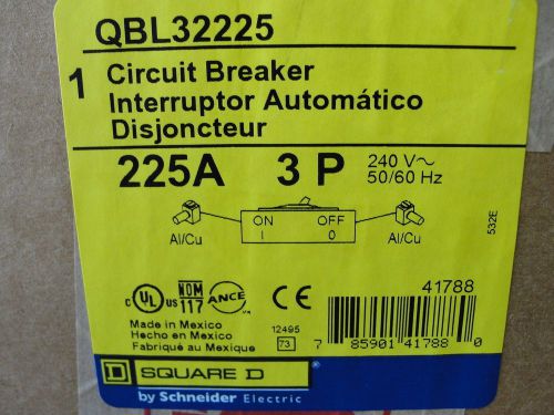 SQUARE D  QBL32225 CIRCUIT BREAKER 3 POLE 225 AMP NIB