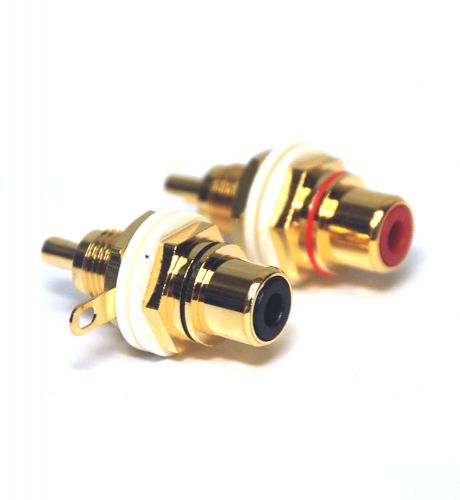 10 pair RCA Jack Female Socket Audio grade Gold plated Color=Red + Black #1004