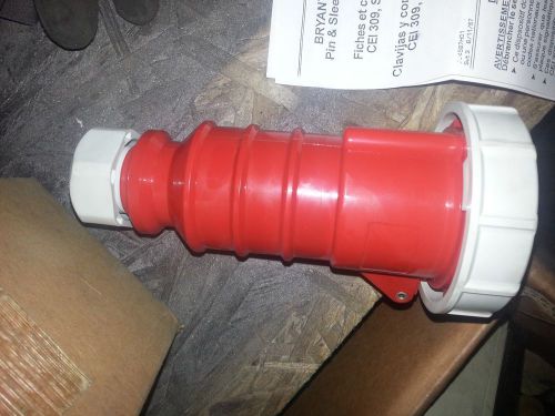 Bryant 463B6W Inlet, 3 Pole, 4 Wire, 63A, 380-415V AC, Red