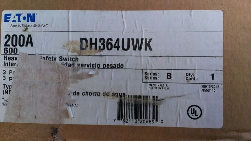 Eaton Stainless DH364UWK 200 amp 600 volt Non-Fused Safety Disconnect Switch NEW