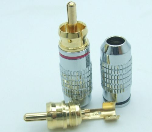 20PCS High quality Metal 24K Gold Copper RCA plug Audio Video Cable Connector
