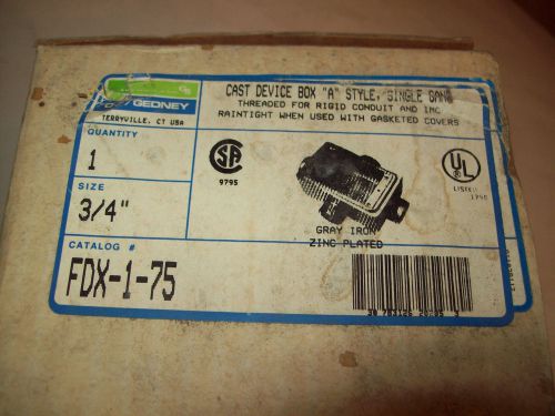 Oz o-z gedney  fdx-1-75 cast device box 3/4 in hub size zinc plated ul for sale