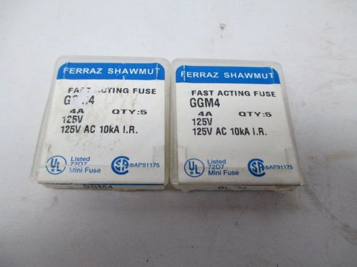 Lot 10 new ferraz ggm4 fast acting fuse 4a amp 125v-ac d276379 for sale