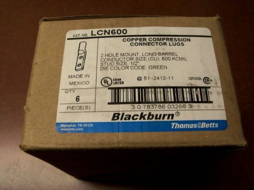 Box of 6 - Blackburn - Thomas &amp; Betts - LCN600 Copper Connector Lugs - NIB