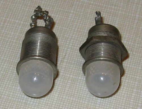 Vintage White Indicator Lamp Assemblies w/GE 338 bulb QTY 2-old computer lights