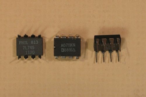 AD711 Precision High Speed BIFET OpAmp, 8-pin DIP, 4 pieces