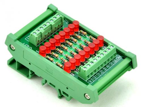 DIN Rail Mount 16 Channel Common Cathode LED Indicator Gate Module, 12V Version