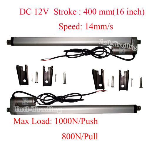 2X Heavy Duty 16&#034; 220lbs Pound Max Lift 12V DC Linear Actuator&amp;Mounting Brackets