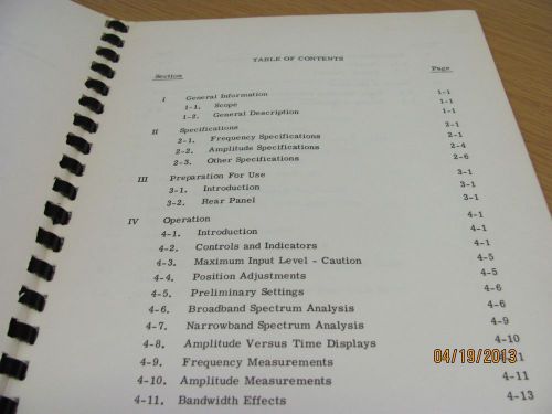 AILTECH MODEL 707: Spectrum Analyzer - Operating Manual, product # 16361