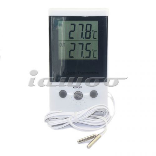 Indoor/outdoor digital thermometer lcd dual display meter for house refrigerator for sale