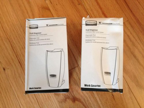 2 rubbermaid 1793547 white tcell dispensers continuous odor control damaged box for sale