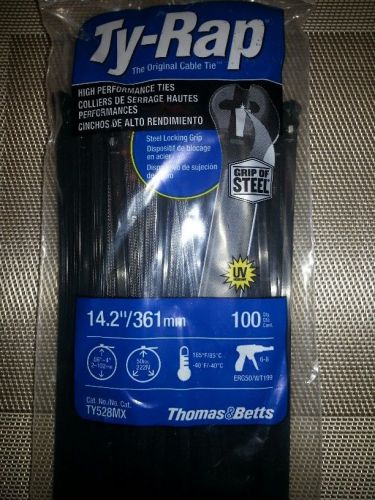 Thomas &amp; Betts Black Ty-Rap 14.2&#034; UV Resistant TY528MX Steel Locking 300 Count