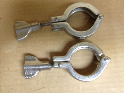 Lot of 2 - Triclover Style Stainless Steel 1.5&#034; Sanitary Piping Clamps