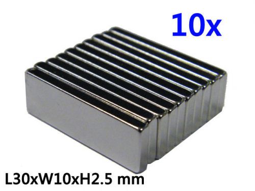 10pcs Super Strong Neodymium Rare Earth N 38 Magnet Nickel Coating H30xL10xH2.5