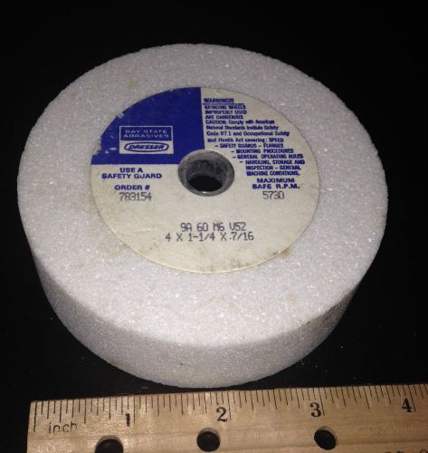 Bay state grinding cup wheel, disc 4&#034;x1-1/4&#034;x7/16&#034;, 9a60m6v52, white, nos for sale