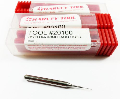 (Lot of 3) Harvey Tool .0100&#034; 2 Flute Solid Mini Carbide Drill L273