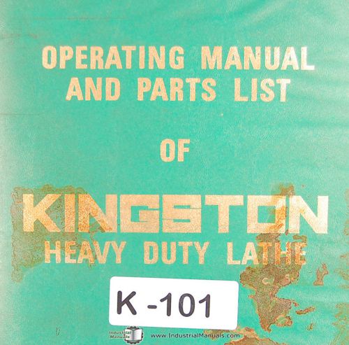 Kingston HR2000, HR3000 HR4000 HR5000 HR6000, Lathe Operations &amp; Parts Manual
