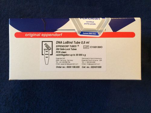 New Eppendorf DNA LoBind, PCR clean, Safe-Lock tubes 0.5ml,250 pack