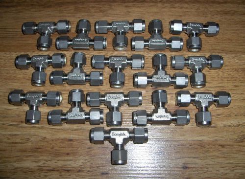 (16)  new swagelok stainless steel union tee tube fittings ss-400-3 for sale