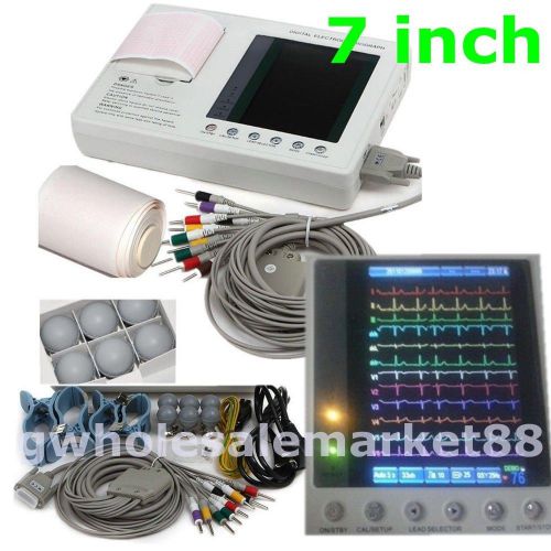 7-inch Color LCD Digital 3-channel 12-lead Electrocardiograph ECG/EKG Machine