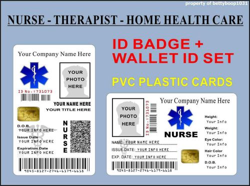 Nurse, therapist, home health care id badge / card set &gt;&gt;customizable&lt;&lt; pvc id&#039;s for sale