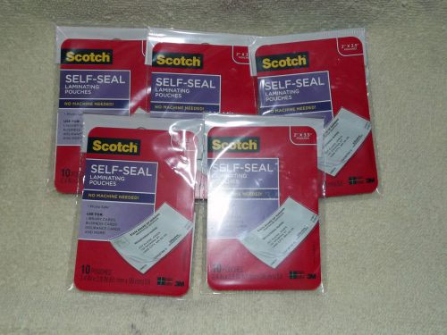 5 PACKS SCOTCH SELF SEAL LAMINATING POUCHES - 50 TOTAL POUCHES