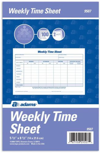 Weekly Time Sheet Part 5.5 X 8.5 Blue/white Sheets Per Pad 2 Pack 9507abf