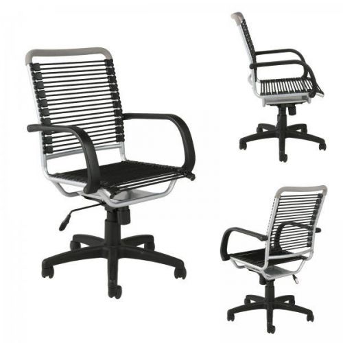 Aluminum and Black Bungee High Back Office Chair