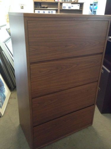 4 DRAWER LATERAL SIZE FILE by KIMBALL OFFICE FURN w/LOCK&amp;KEY in WALNUT LAMINATE