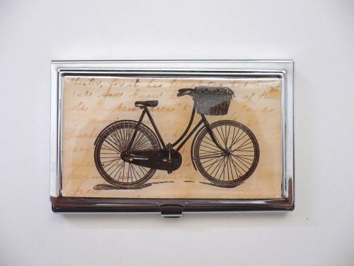 Bicycle silvertone stainless steel business card case credit card holder bn for sale